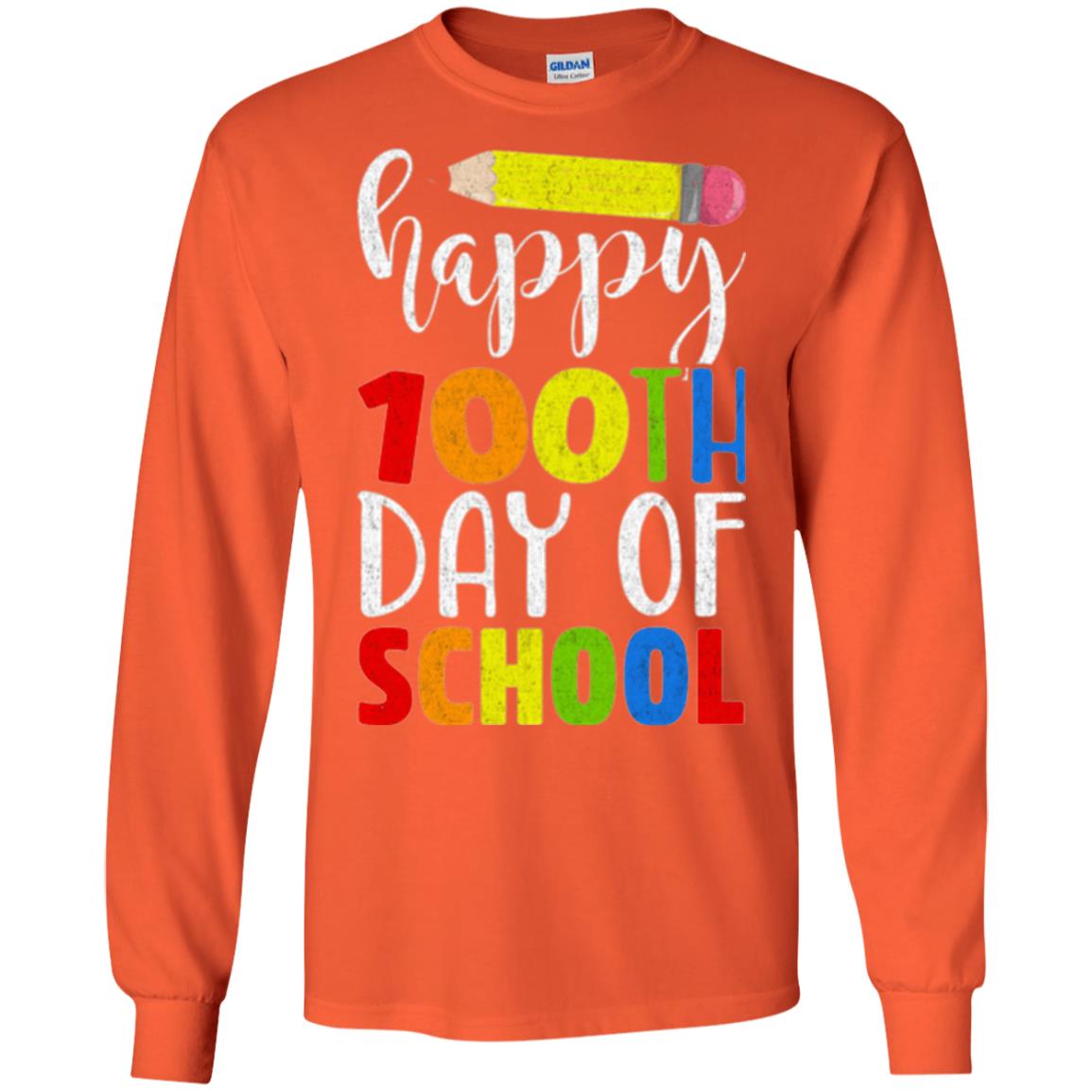 Happy 100th Day Of School Teacher T-shirt Orange