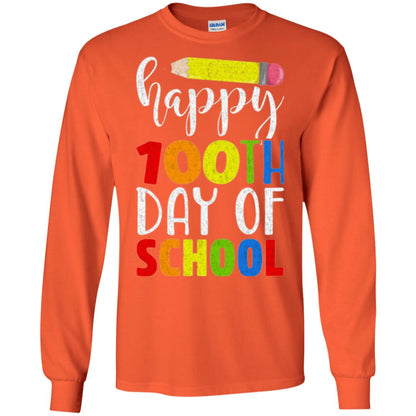 Happy 100th Day Of School Teacher T-shirt Orange