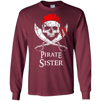 Family T-shirt Pirate Sister Jolly Roger Skull Crossbones Maroon