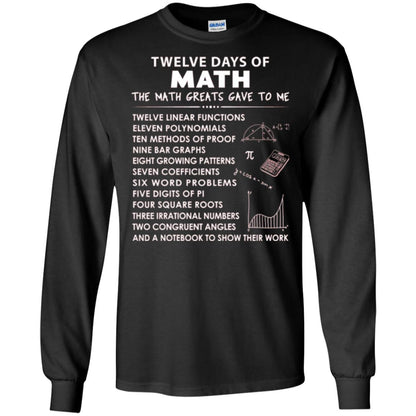 Math T-shirt Twelve Days Of Math Black