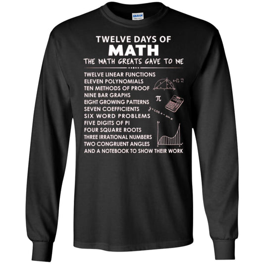 Math T-shirt Twelve Days Of Math Black