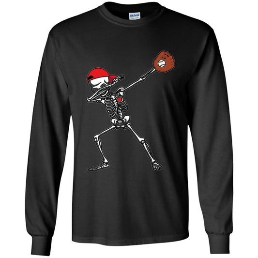Dabbing Skeleton Baseball Lover T-shirt Black