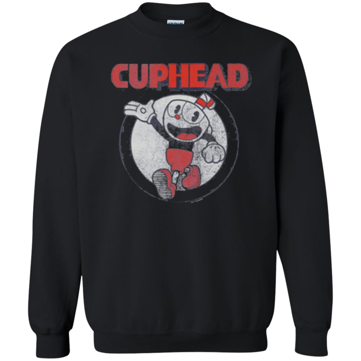 Cuphead T-shirt Cuphead Waving Circle Portrait Black