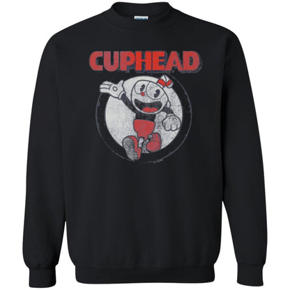 Cuphead T-shirt Cuphead Waving Circle Portrait Black