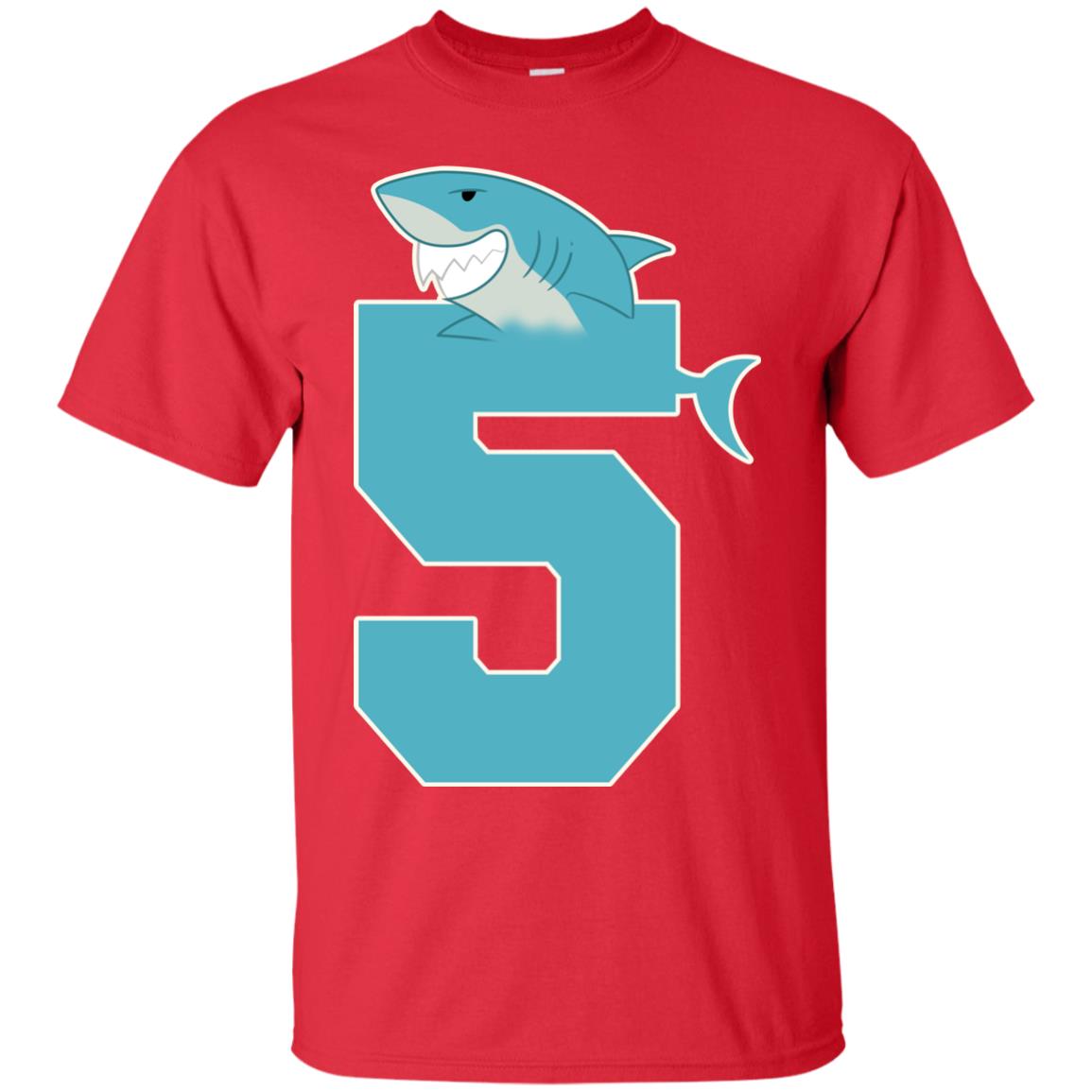 5th Birthday Shark Party Shirt Red