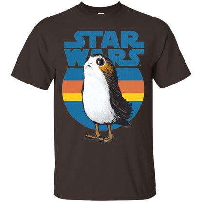 Film T-shirt Star Wars Last Jedi Porg Retro Stripes Logo Graphic Dark Chocolate