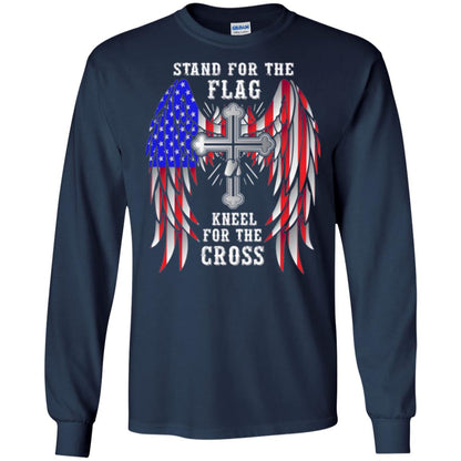 Christian T-shirt Stand For The Flag Kneel For The Cross Navy