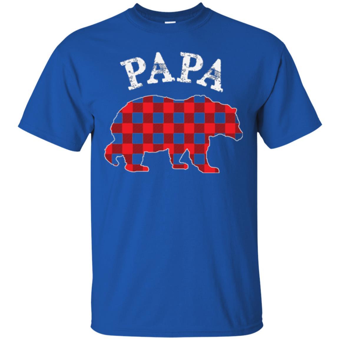 Papa T-shirt Red Plaid Papa Bear T-shirt Royal