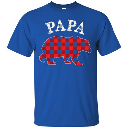 Papa T-shirt Red Plaid Papa Bear T-shirt Royal
