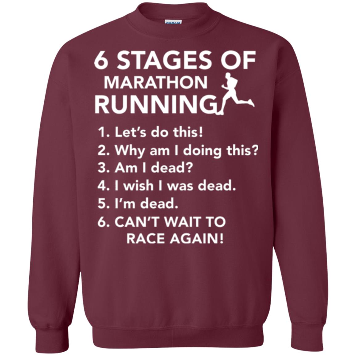 Runner T-shirt 6 Stages Of Marathon Running Maroon
