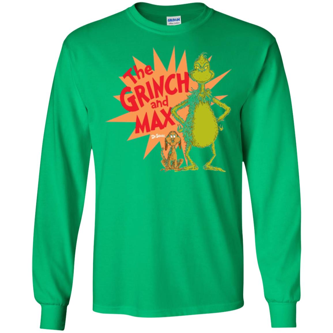 Cartoon T-shirt Dr. Seuss Grinch And Max Burst Irish Green