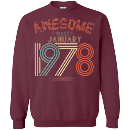 Funny 40th Birthday T-shirt Awesome Since January 1978 Maroon
