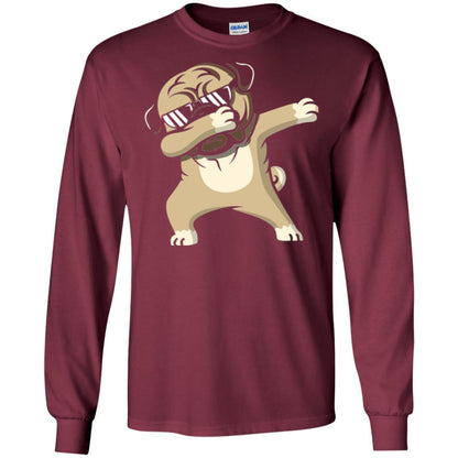 Dog Lover T-shirt Dabbing Pug T-shirt Maroon