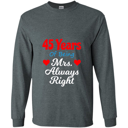 45th Wedding Anniversary T-shirt Mrs Always Right Dark Heather