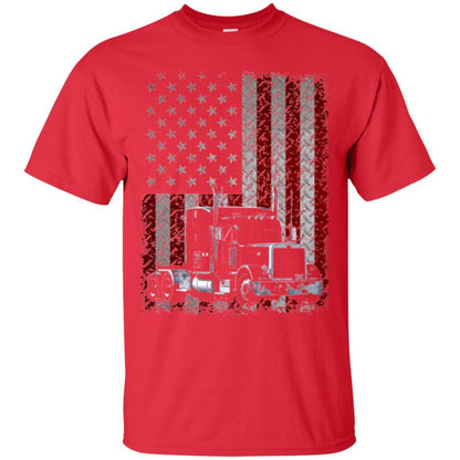 Trucker T-shirt Truck Driver American Flag Red