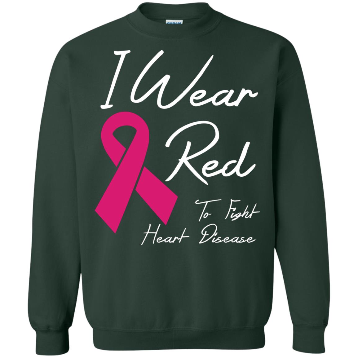 I Wear Red To Fight Heart Disease T-shirt Forest Green