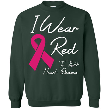 I Wear Red To Fight Heart Disease T-shirt Forest Green