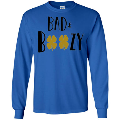 Bad And Boozy Funny Saint Patrick Day Drinking T-shirt Royal