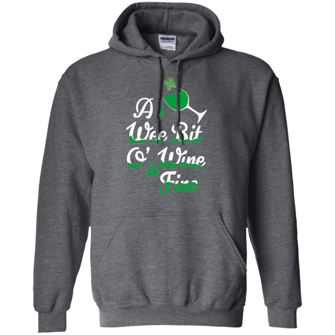A Wee Bit O_ Wine Is Fine St. Patrick_s Day T-shirt Dark Heather