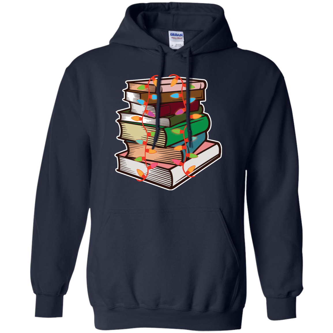 Fairy Lights Christmas Gift T-shirt Book Lover Navy
