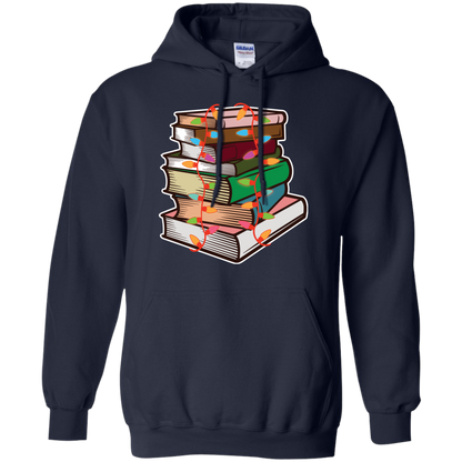 Fairy Lights Christmas Gift T-shirt Book Lover Navy