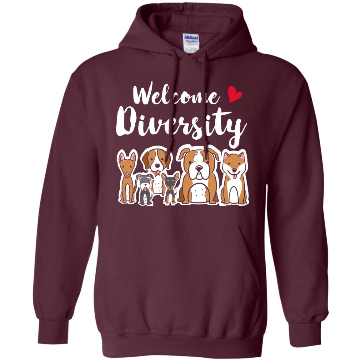 Dog Lover T-shirt Welcome Diversity Maroon