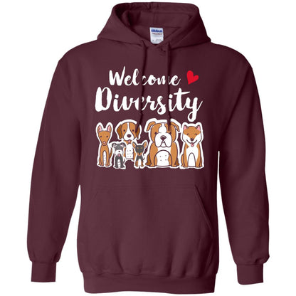 Dog Lover T-shirt Welcome Diversity Maroon