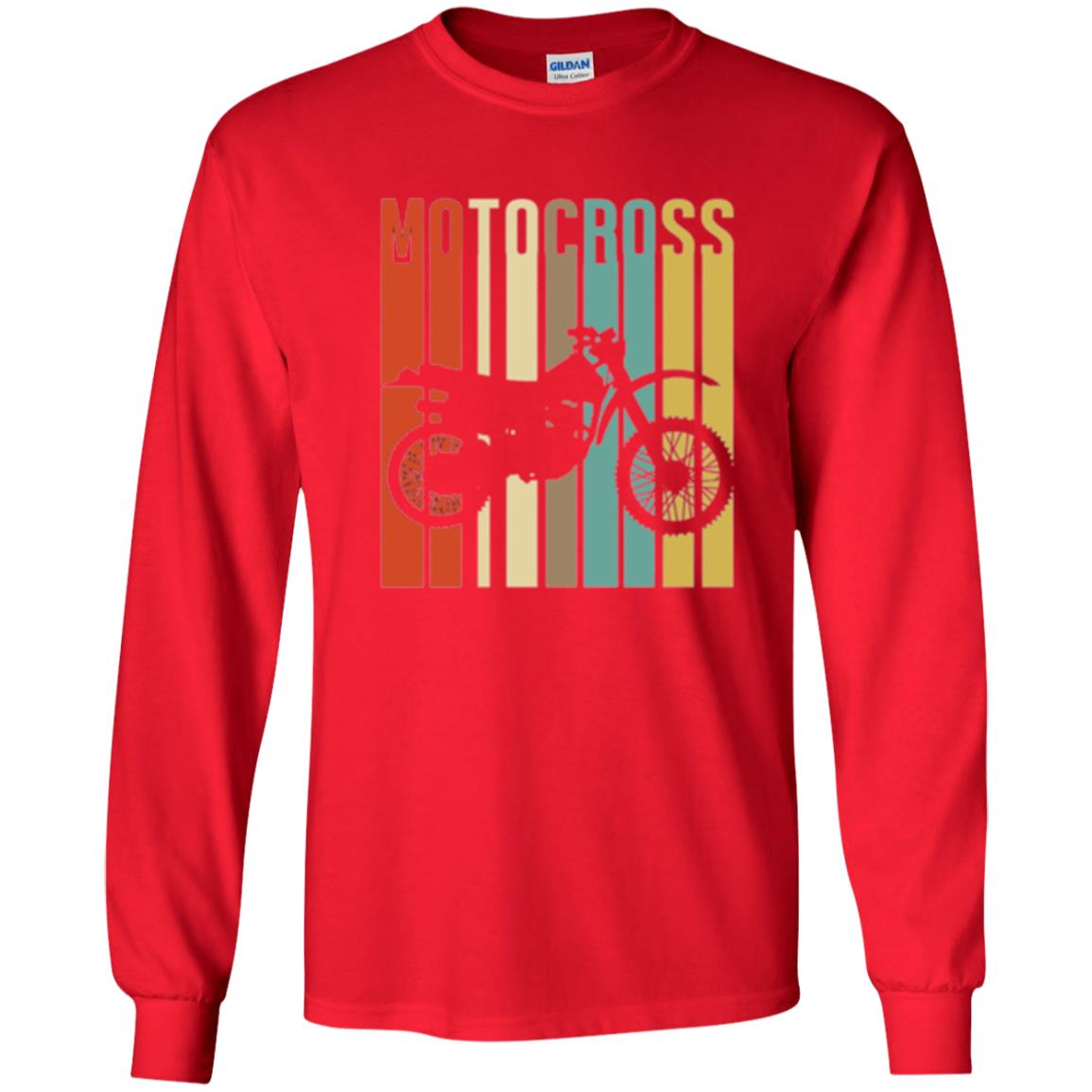 Dirt Bike Silhouette T-shirt Cool Vintage Motocross Red