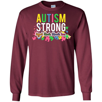 Autism Strong Support Educate Advocate Love Autism Awearness T-shirt Maroon