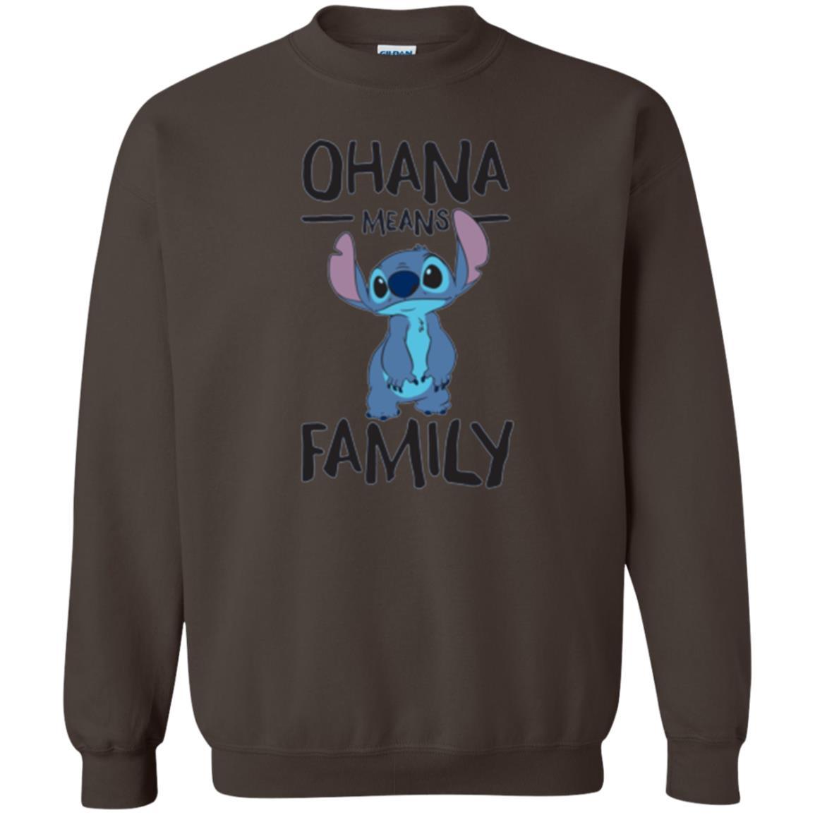 Disney Stitch T-shirt Ohana Means Family Dark Chocolate
