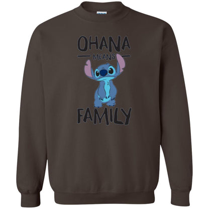 Disney Stitch T-shirt Ohana Means Family Dark Chocolate