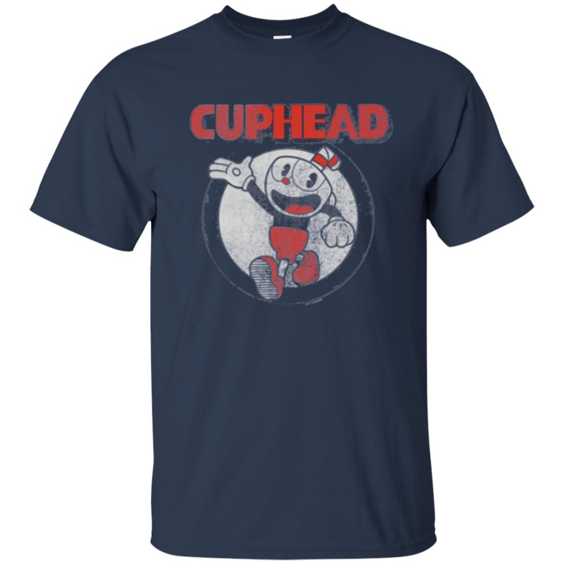 Cuphead T-shirt Cuphead Waving Circle Portrait Navy