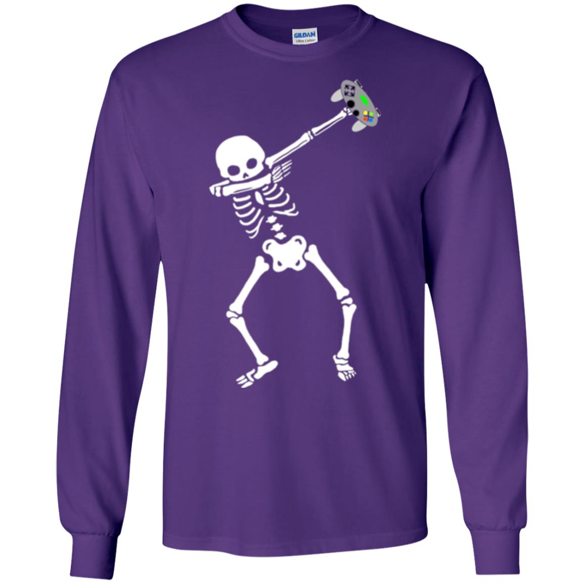 Gamer T-shirt Dabbing Skeleton Purple