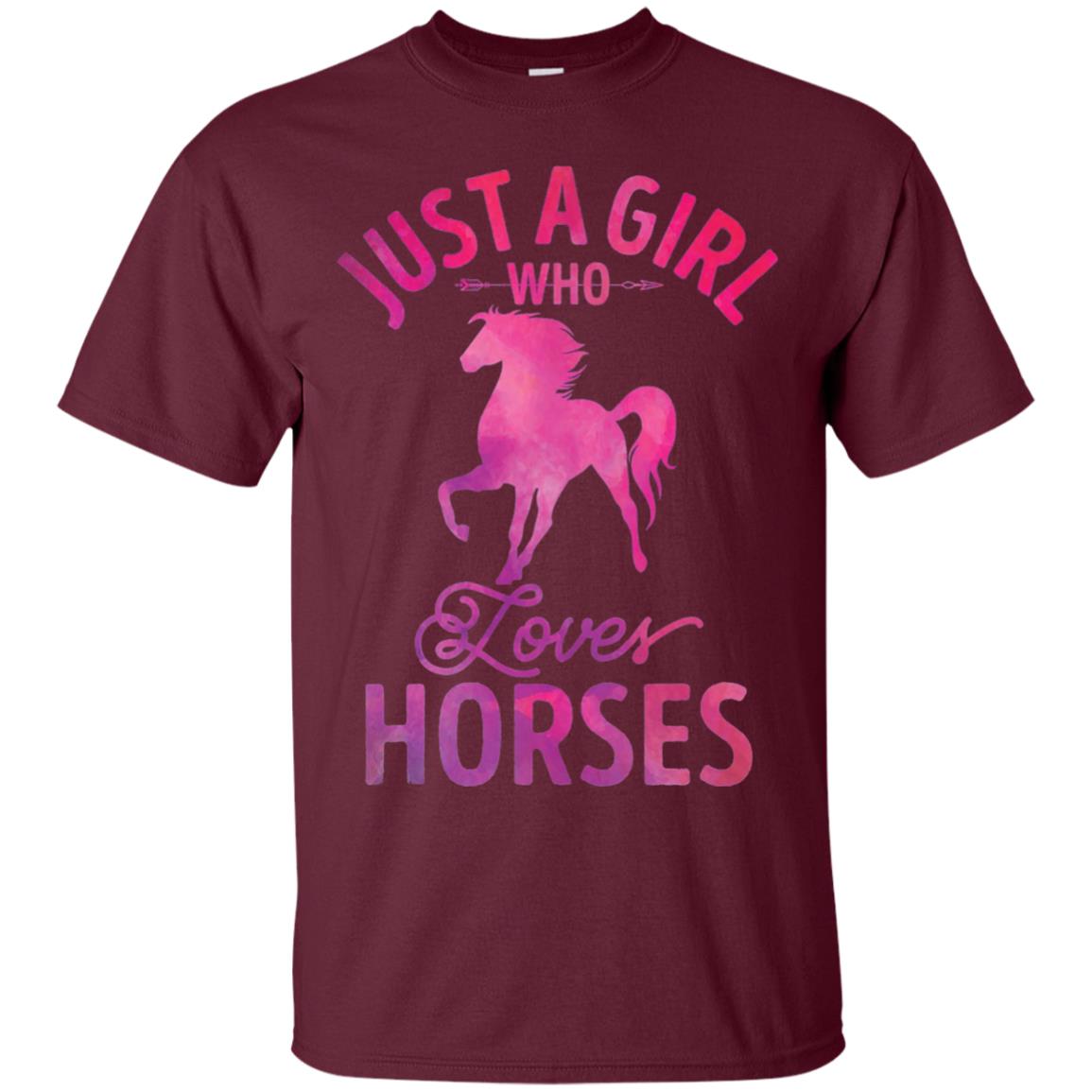 Just A Girl Who Loves Horses T-shirt Watercolor Horse Maroon
