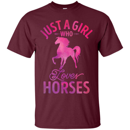 Just A Girl Who Loves Horses T-shirt Watercolor Horse Maroon