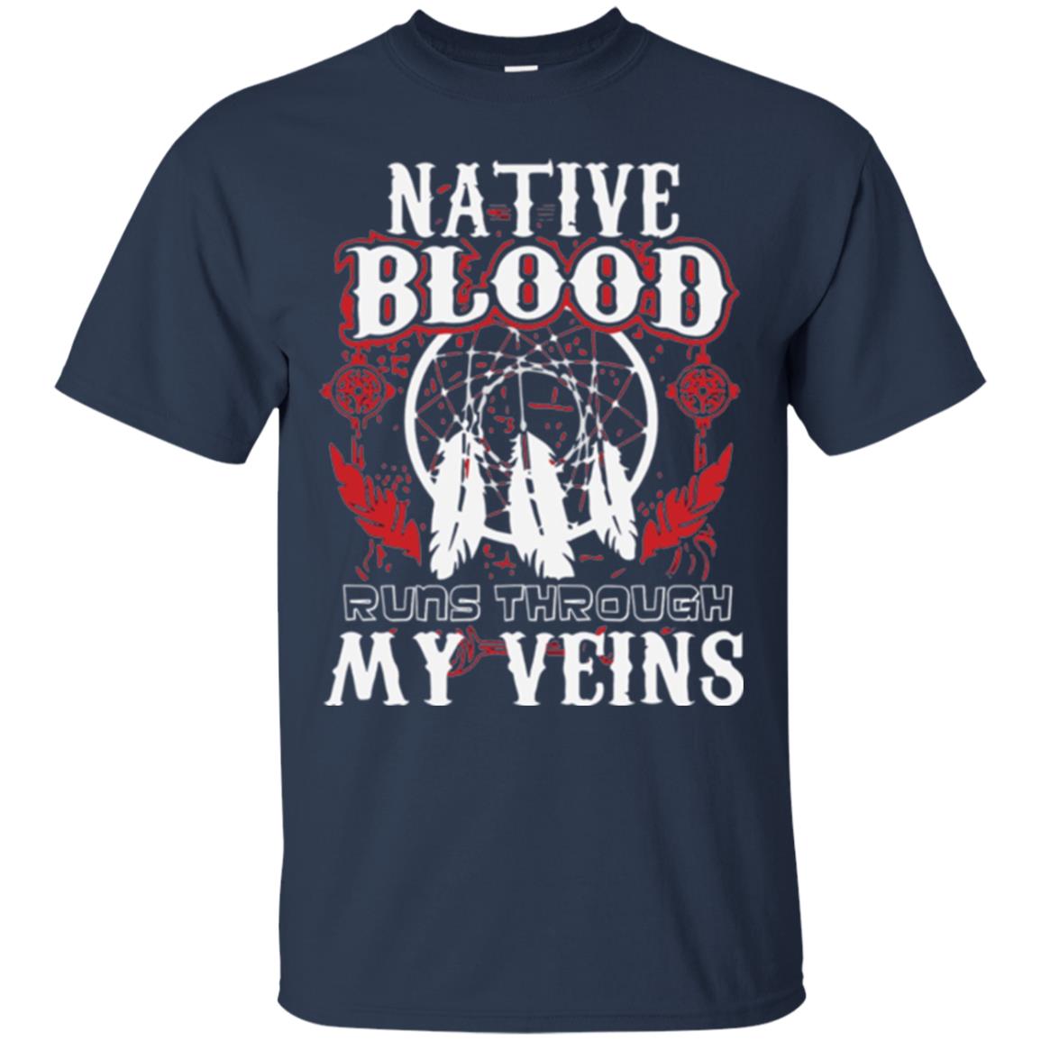 American T-shirt Native Blood Runs Through My Veins Navy