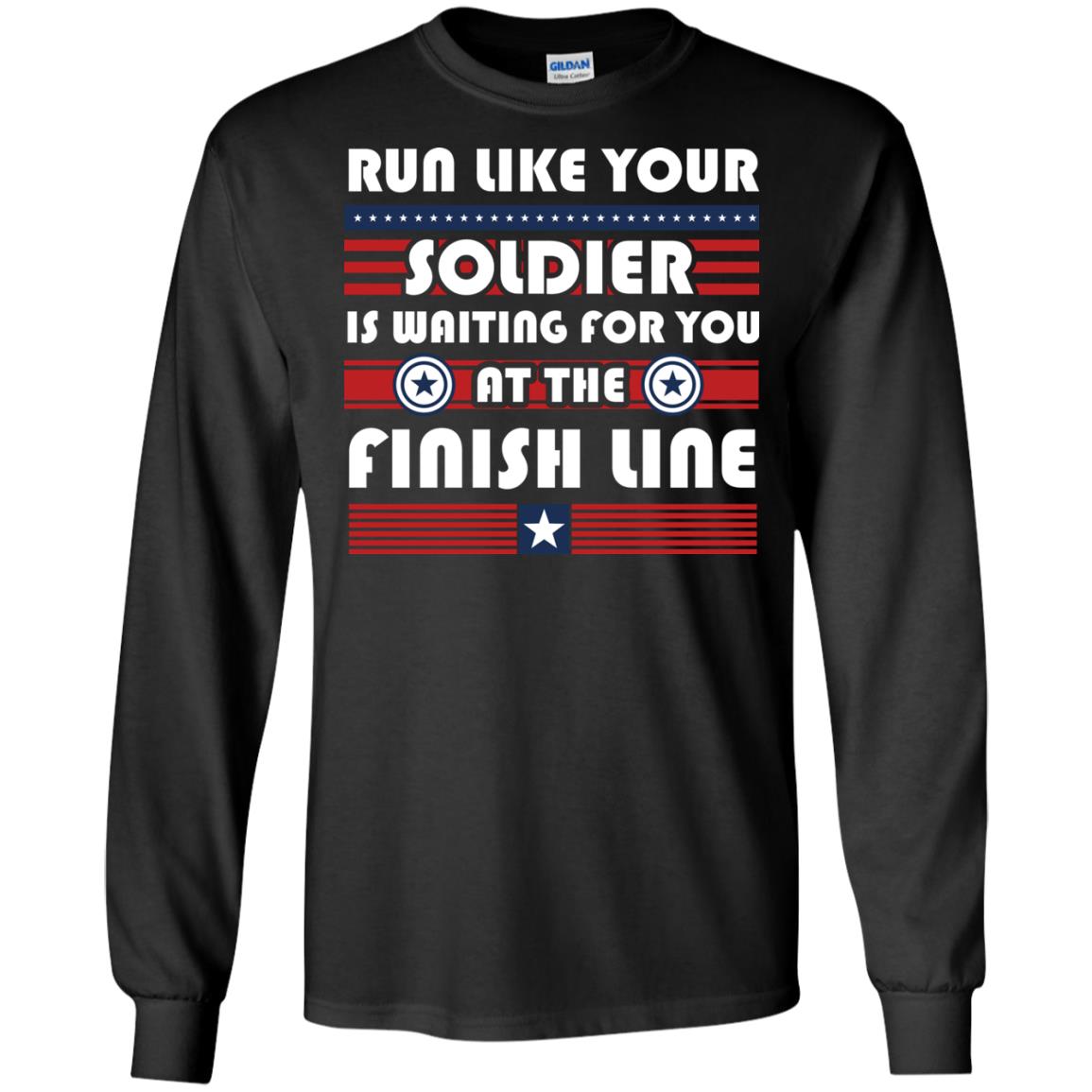 Soldier T-shirt Run Like Your Soldier Is Waiting For You At The Finish Line Black