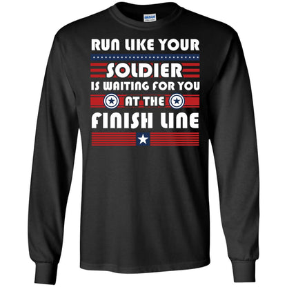 Soldier T-shirt Run Like Your Soldier Is Waiting For You At The Finish Line Black