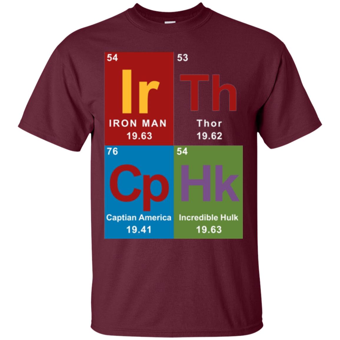 Marvel Avengers Periodic Table Elements T-shirt Maroon