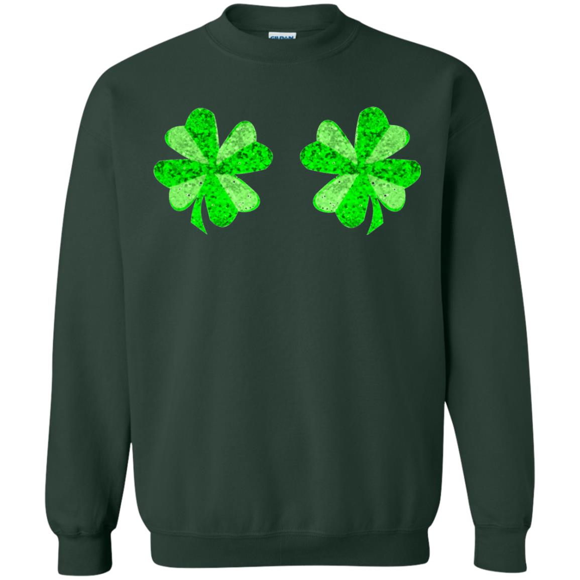 Funny Shamrock Boobs St Patricks Day T-shirt Forest Green