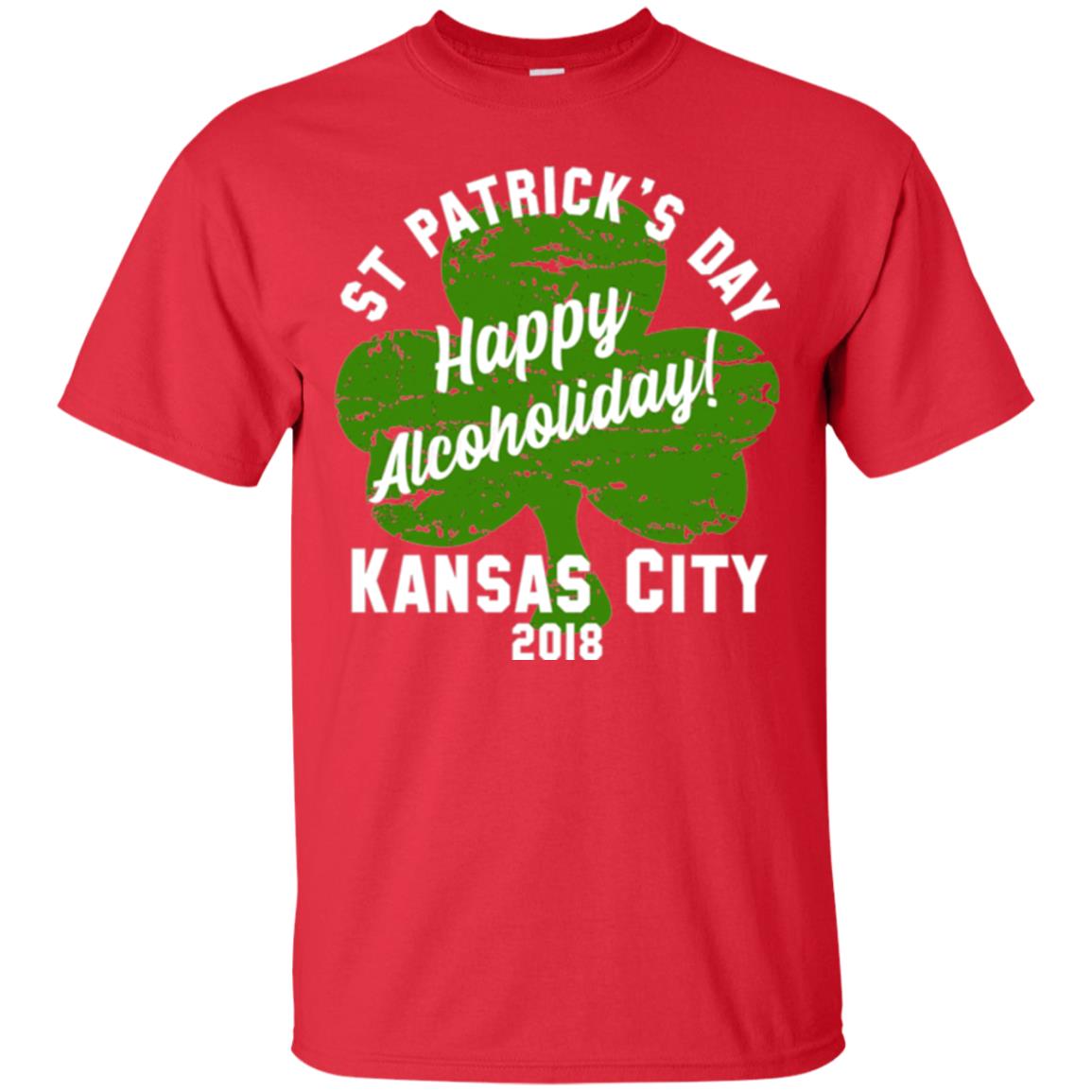 Kansas City 2018 Shamrock St Paddys Green Tshirt St. Patricks Day Red