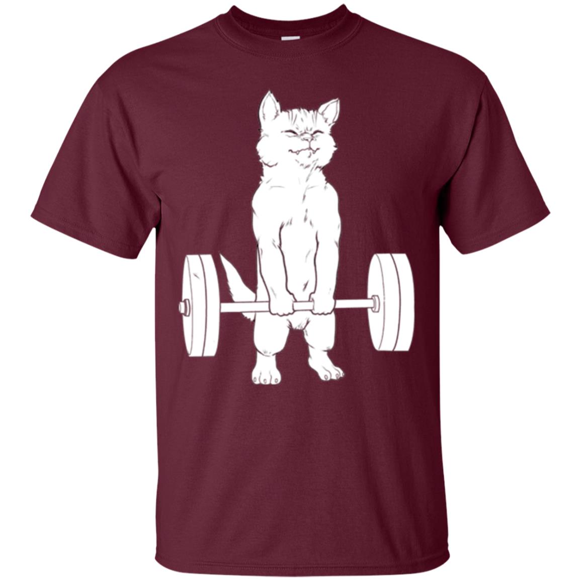Gymming Lovers T-shirt Cat Deadlift Powerlifting Maroon