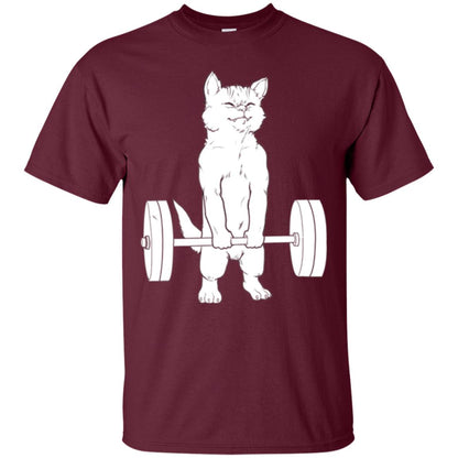 Gymming Lovers T-shirt Cat Deadlift Powerlifting Maroon