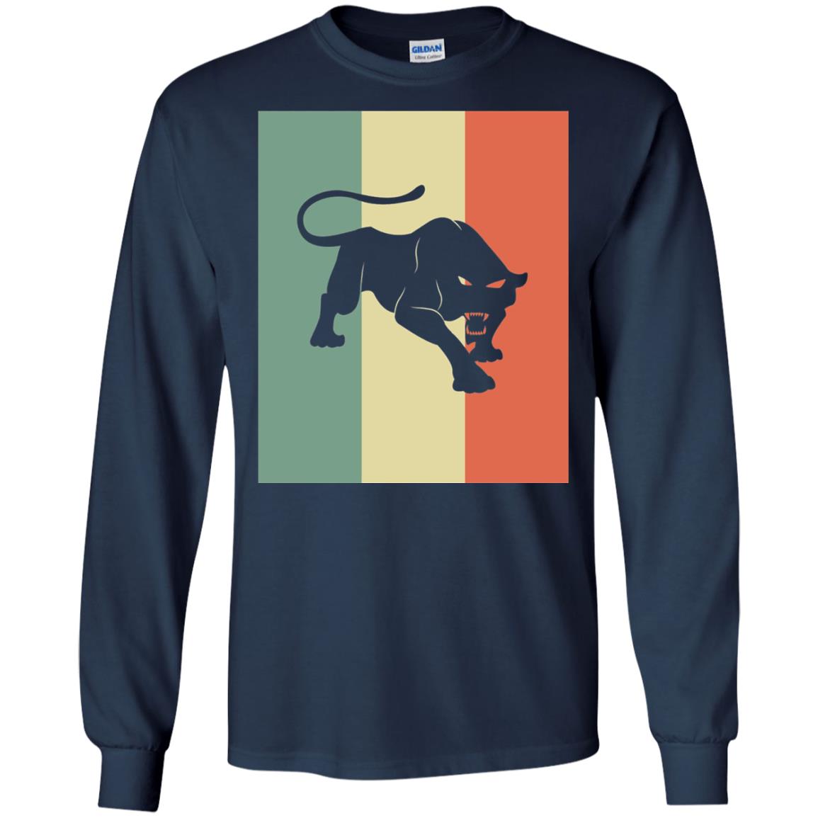 Black Panther Silhouette Gift Shirt Retro Vintage Classic Tee Navy