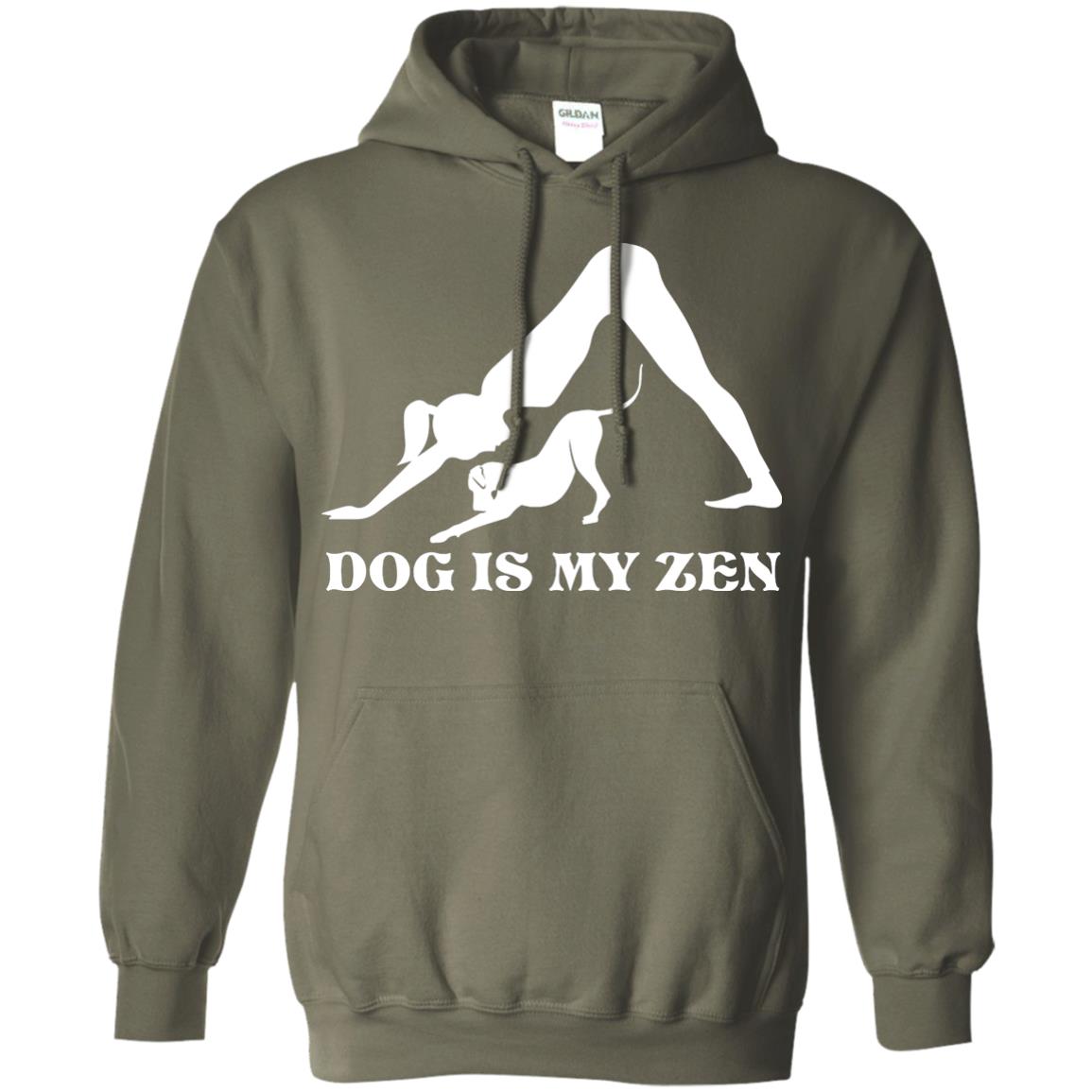 Yoga Dog T-shirt Dog Is My Zen Military Green