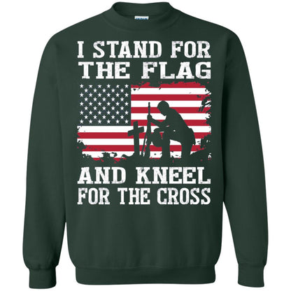 I Stand For The Flag And Kneel For The Cross Military T-shirt Forest Green
