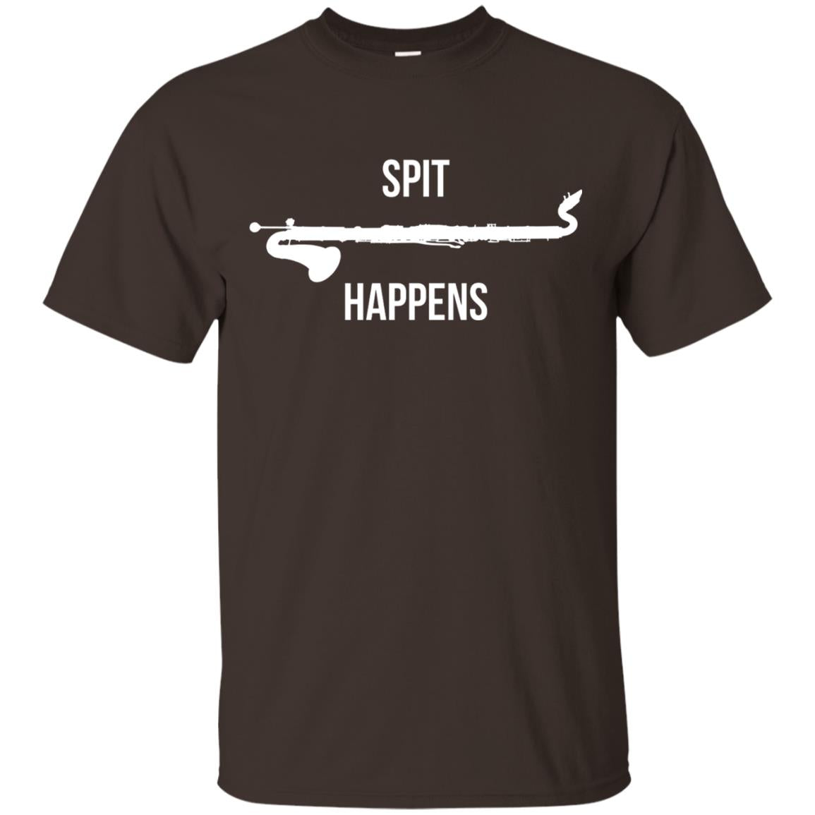 Funny Bass Clarinet T-shirt Spit Happens Dark Chocolate