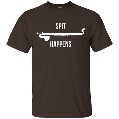 Funny Bass Clarinet T-shirt Spit Happens Dark Chocolate