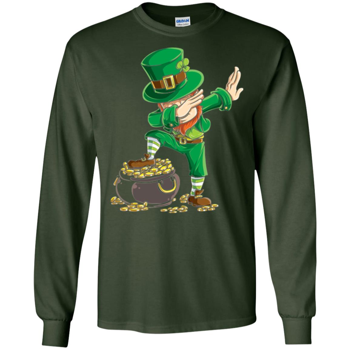 Dabbing Leprechaun Saint Patrick's Day T-shirt Forest Green