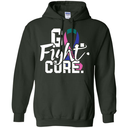 Thyroid Awareness Go Fight Cure Teal Pink Blue Ribbon Shirt Forest Green